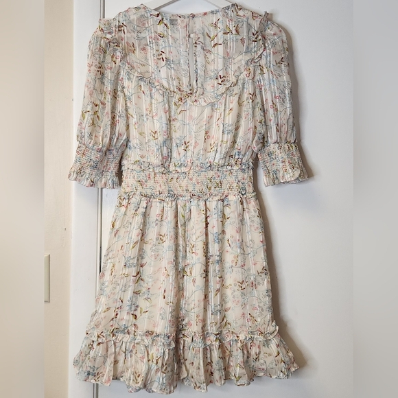 WALTER BAKER Betsy Floral-Print Metallic Burnout Georgette Mini Dress Size S - Picture 5 of 16